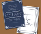 Blue Art Deco Wedding Invitation Vector