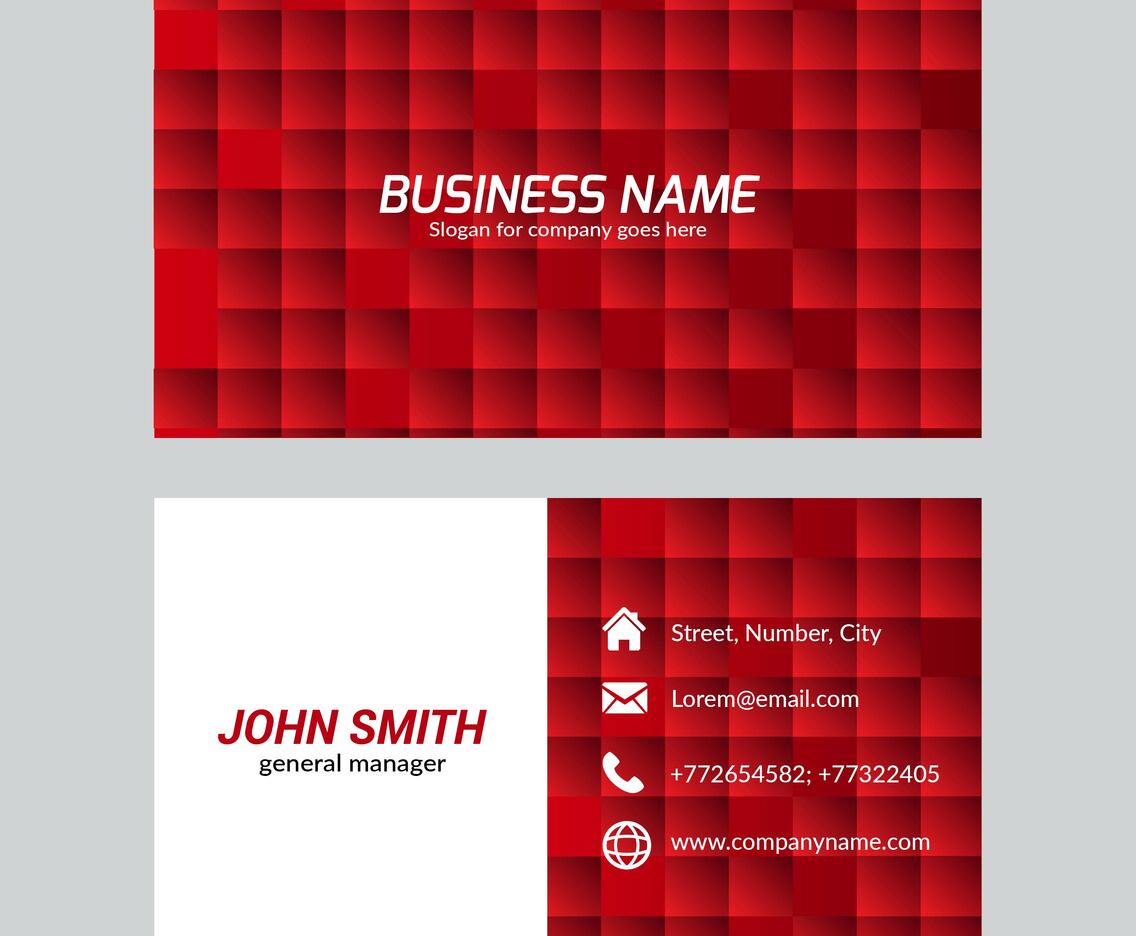 Free Vector Red Squares Business Card Template