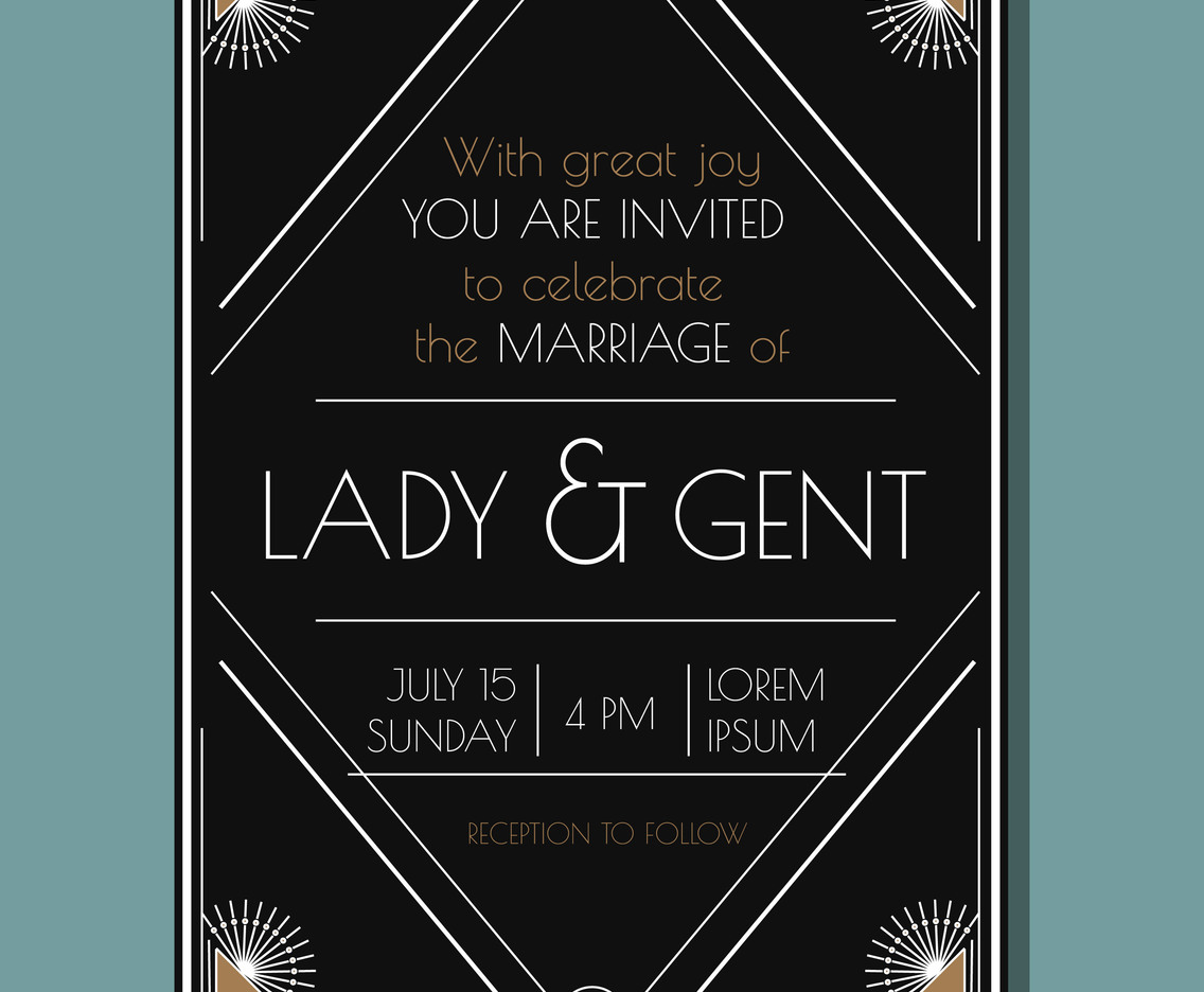 Vintage Deco Wedding Invitation