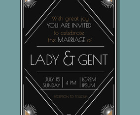 Vintage Deco Wedding Invitation