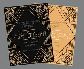 Art Deco Wedding Invitation Vector