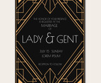 Classic Art Deco Wedding Invitation Vector