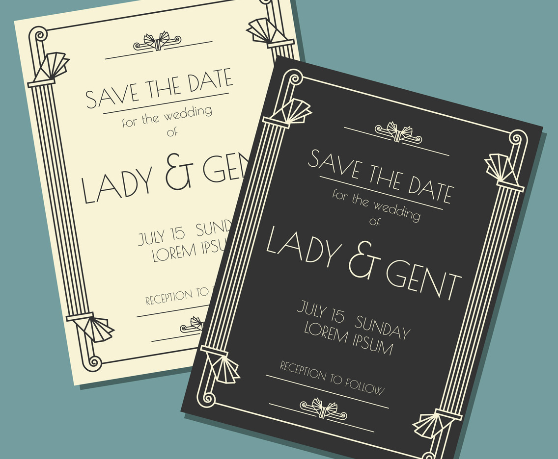 Romantic Art Deco Save The Date Card