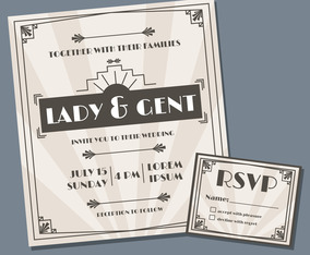 Art Deco Wedding Invitation Design Vector