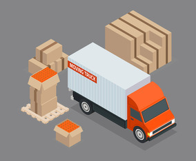Moving Truck Isometric Vector