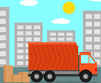 Home Relocation With Moving Truck Vector Illustration