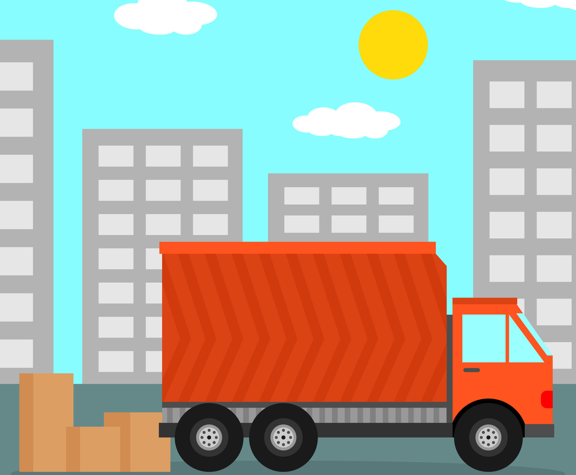 Home Relocation With Moving Truck Vector Illustration