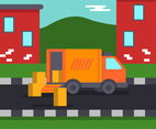 Home Relocation With Moving Truck Vector Illustration