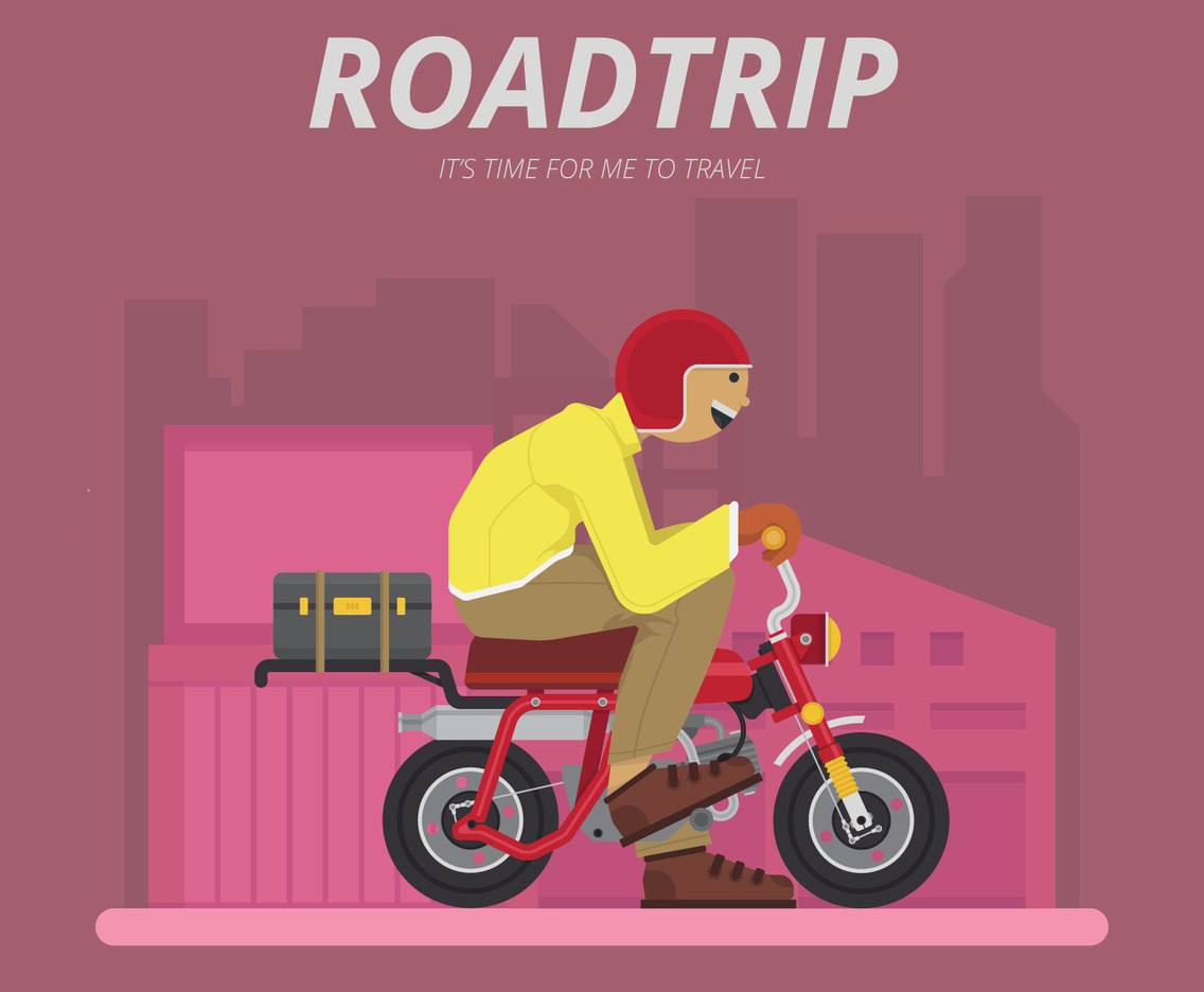 Road trip by Motorcycle Illustration