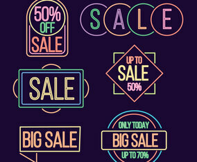 Neon Lamp Sale Collection Vector