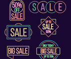 Neon Lamp Sale Collection Vector