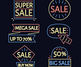 Neon Sale Badge Vector