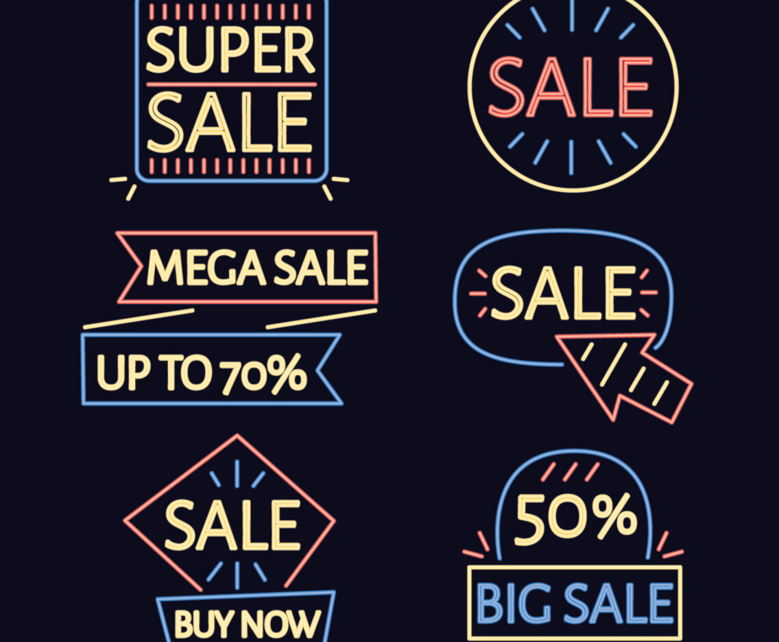 Neon Sale Badge Vector