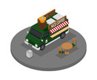 Food Truck Isometric Vector