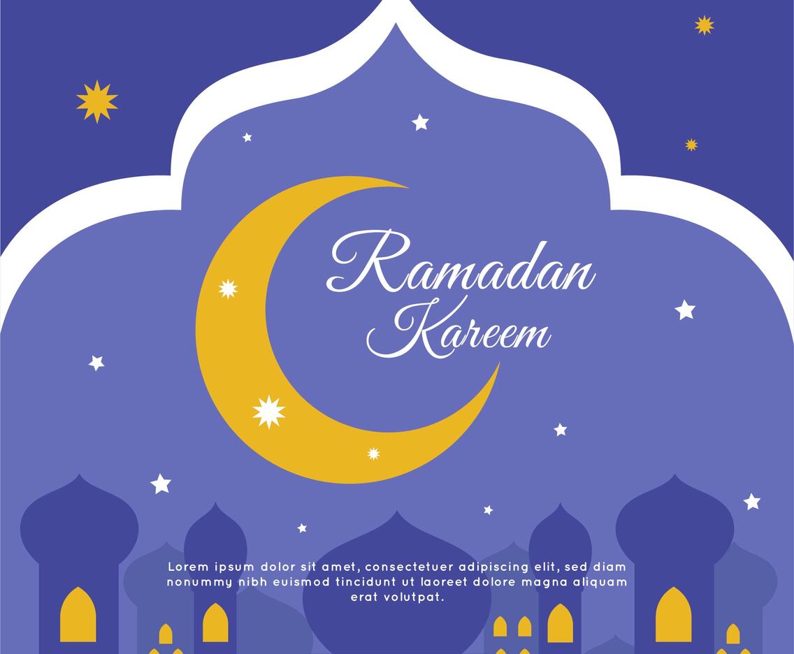 Night Ramadan Kareem Background Vector