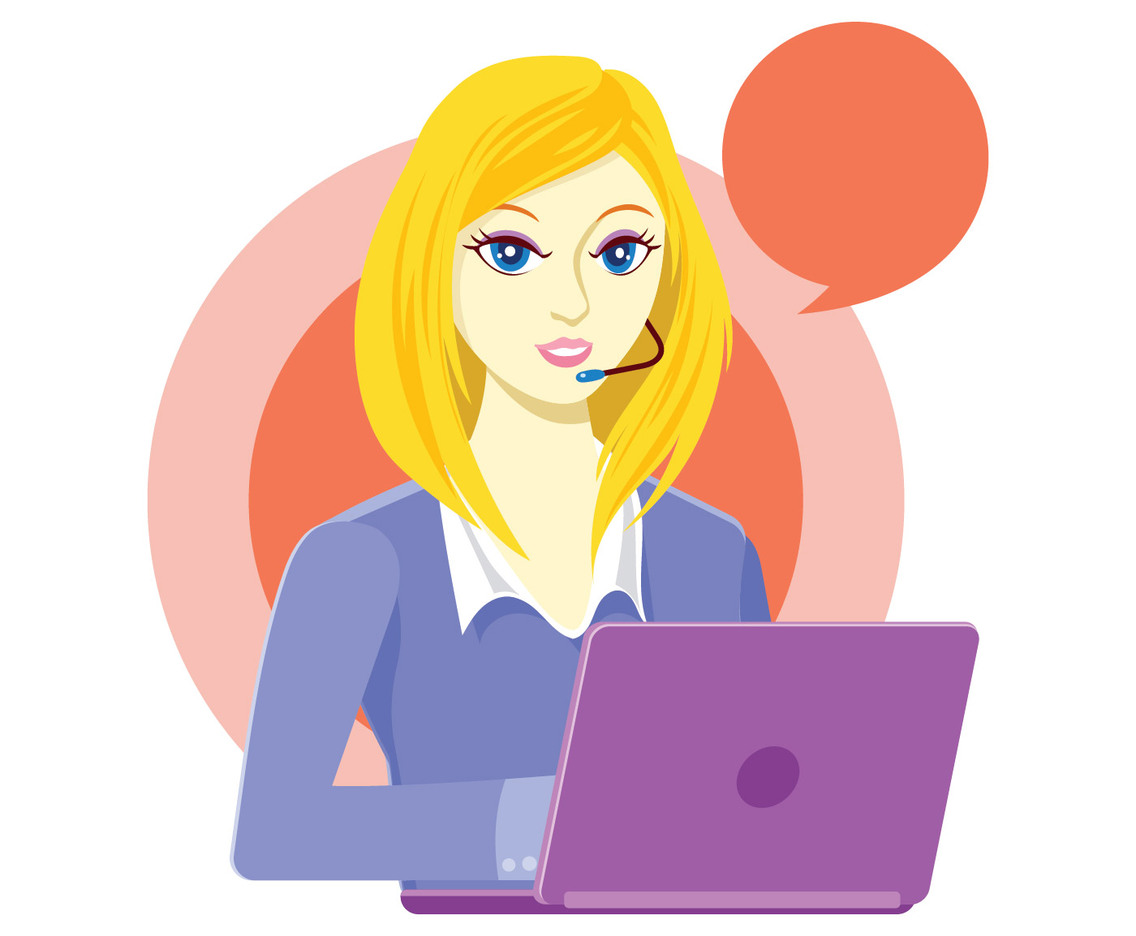 Customer Service Woman Character with Bubble Speech