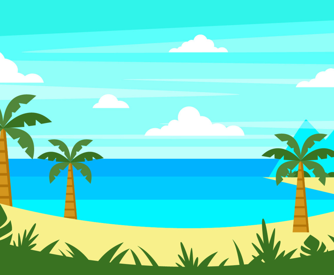 Tropical Beach Landscape Vector