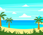 Tropical Beach Landscape Vector