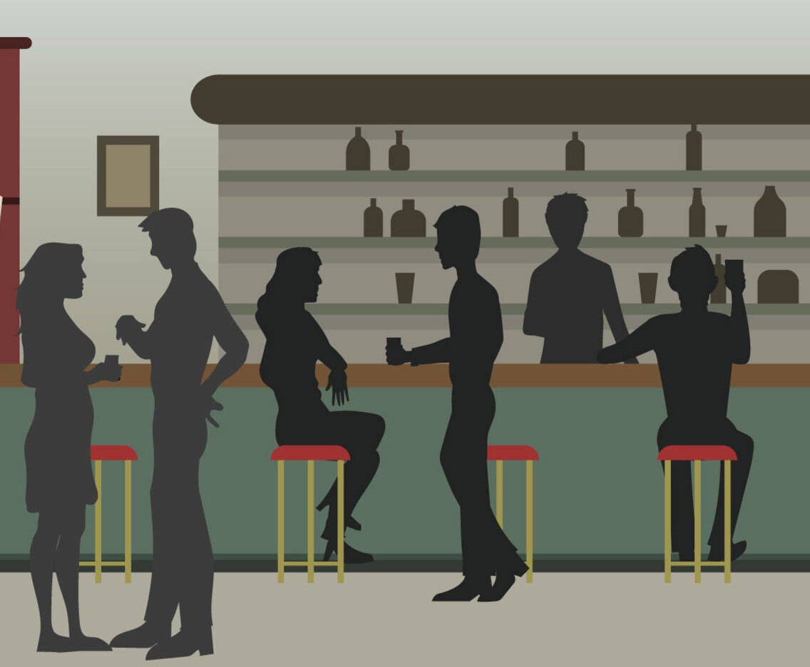 Vintage Crowded Bar illustration