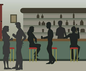 Vintage Crowded Bar illustration