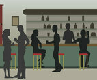 Vintage Crowded Bar illustration