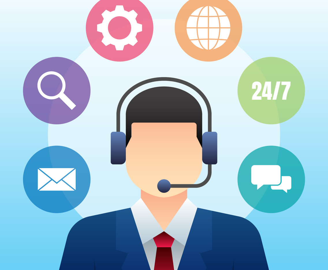 Character Call Center World Service Illustration