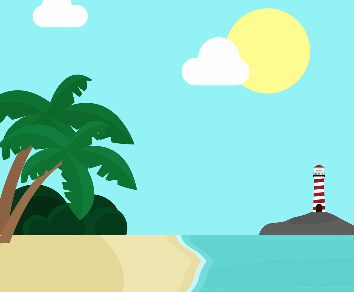 Tropical Beach Landscape With Lighthouse