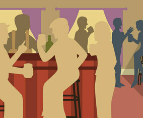 Crowded Bar Silhouette Clip Art