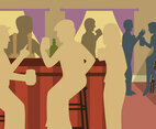 Crowded Bar Silhouette Clip Art