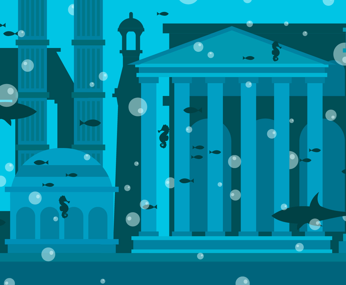 City Of Atlantis Vector Illustration