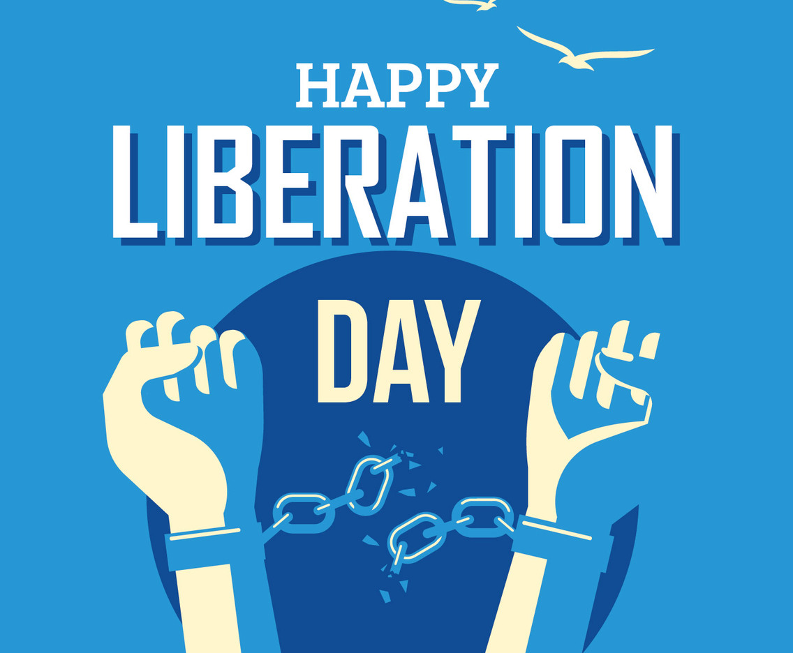 Hands with Broken Chain for Liberation Day Concept