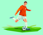 Creative Soccer Player Kicks The Ball Vector Illustration
