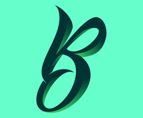 3D Script Letter B Typography Vector
