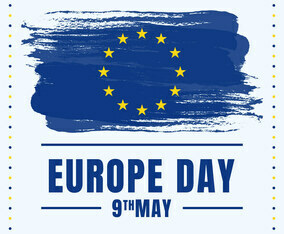 Europe Day Holiday Celebration Stars On Blue Painted Background Illustration