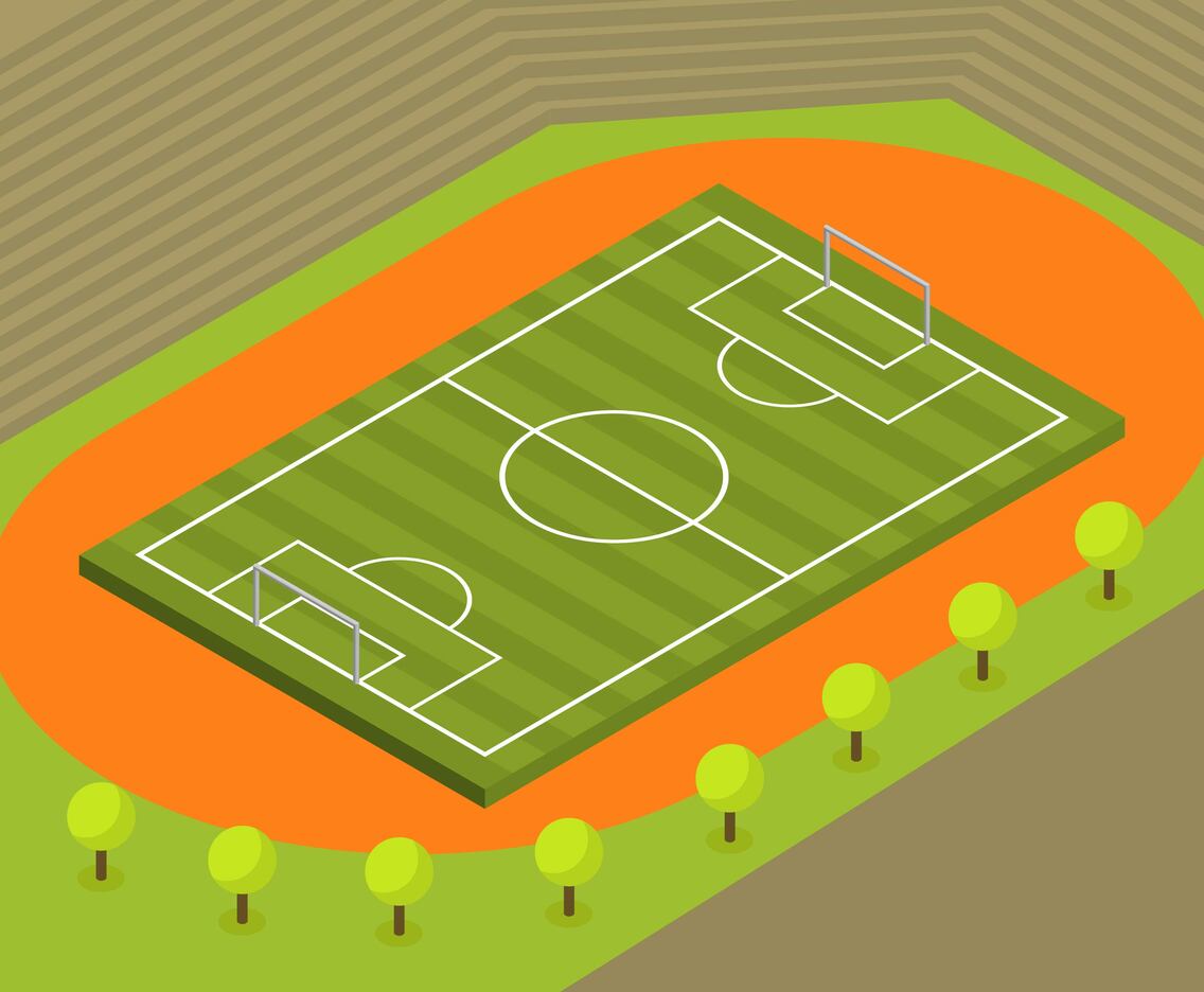 Flat Isometric Soccer Vector Illustration