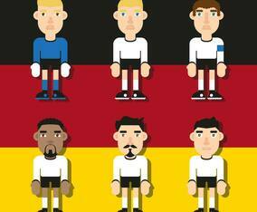 German Soccer Characters Flat Illustrations Vector