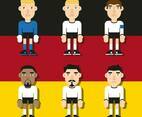 German Soccer Characters Flat Illustrations Vector