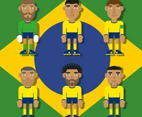 Brazilian Soccer Characters Flat Illustrations Vector