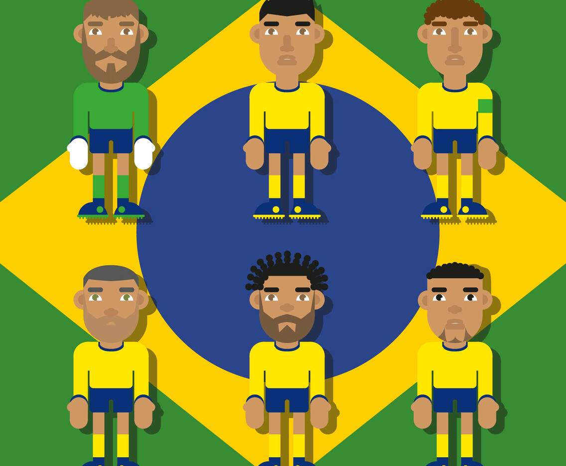 Brazilian Soccer Characters Flat Illustrations Vector
