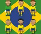 Brazilian Soccer Characters Flat Illustrations Vector