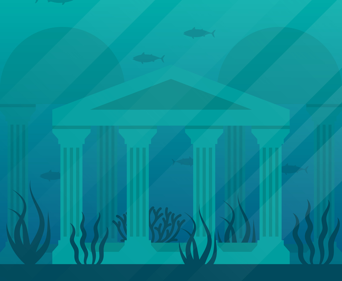 The Gold Ancient Ruins City Of Atlantis Illustration