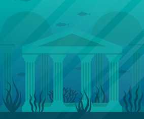 The Gold Ancient Ruins City Of Atlantis Illustration