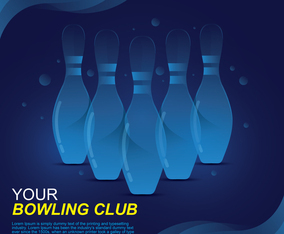 Blue Neon Bowling Banner Vector