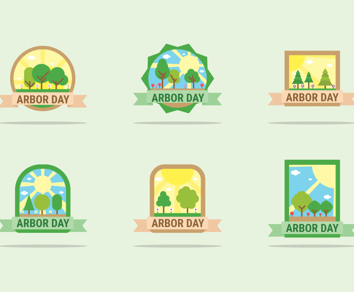 Arbor Day Badges Vector Design