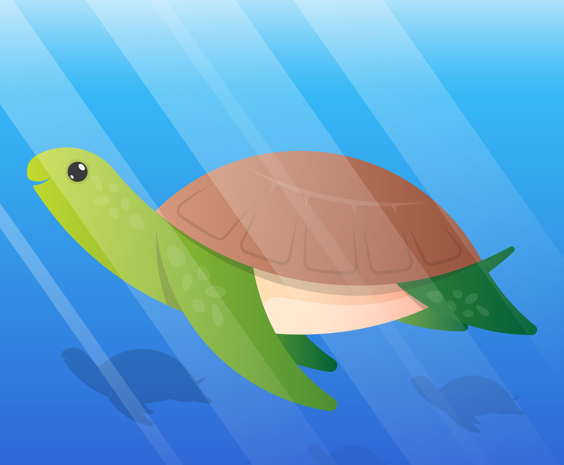 Cute Turtle Cartoon Underwater Illustration