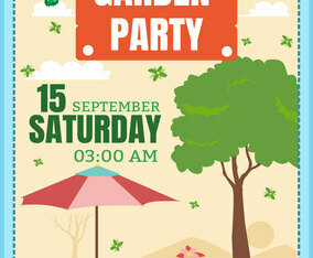 Striped Garden Party Invitation Vector