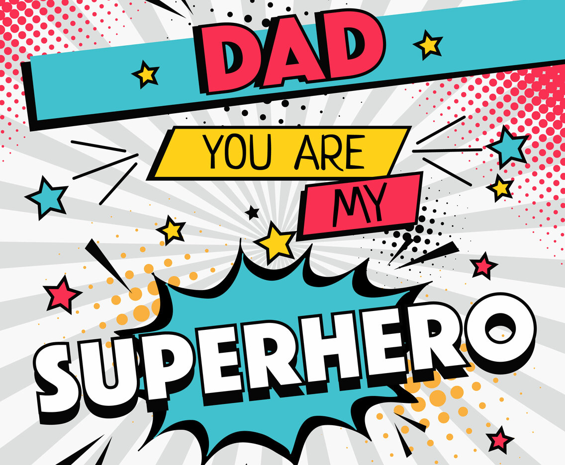 Superhero Dad Typography Vector