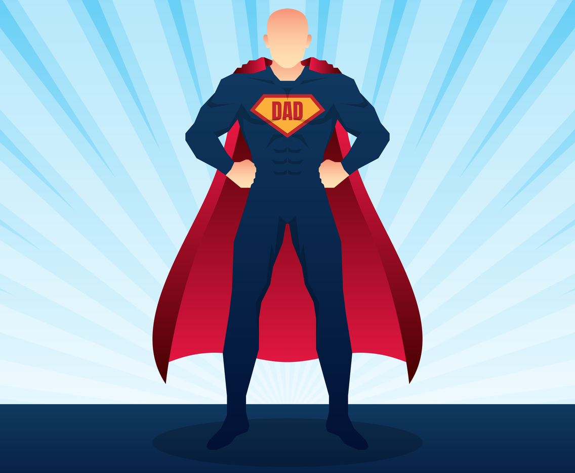 Happy Fathers Day Superdad With Burst Background Illustration