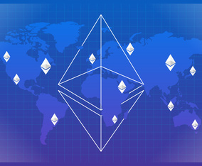 Ethereum Currency Illustration Based On World Map Background