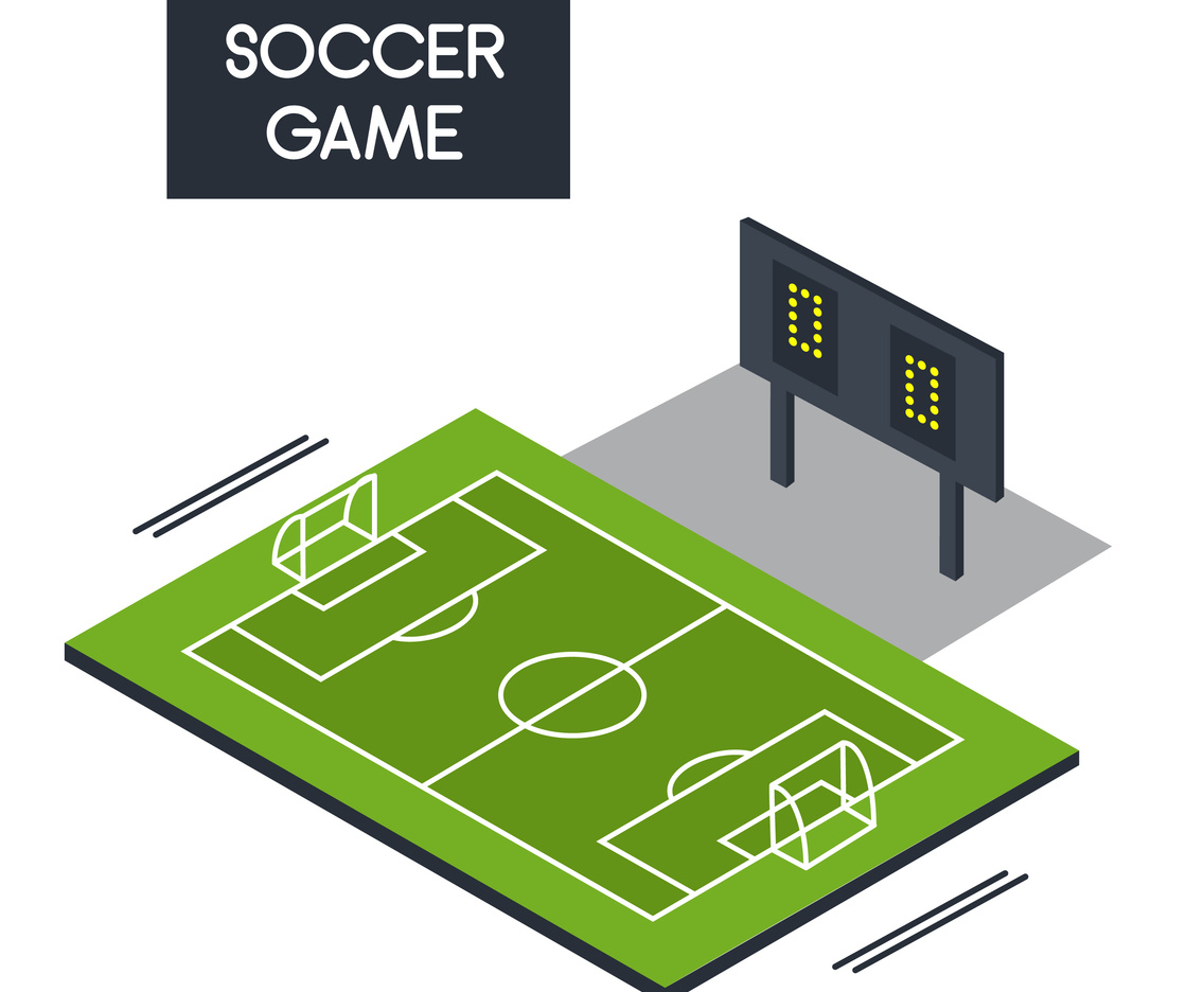 Isometric Soccer Pitch Vector